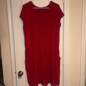 Red A-line plus size dress (with pockets)
